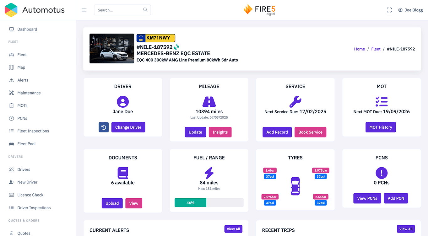 Automotus Fleet+ Dashboard